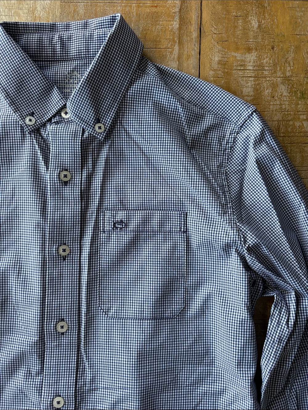 NWOT Southern Tide Boys Blue Gingham Performance Shirt L(12-14)